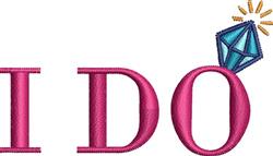 Playful 'I DO' text in bold pink with a diamond ring and sparkles, perfect for wedding celebrations.