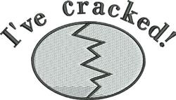 Funny text 'I've Cracked!' with a zigzag crack in playful style, oval border, perfect for Easter decor.