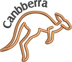 Kangaroo silhouette in warm beige with bold 'Canbberra' text above, featuring a modern, minimalistic style.