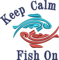 beginner-friendly fish machine embroidery pattern - Keep Calm Fish On for reusable tote bags