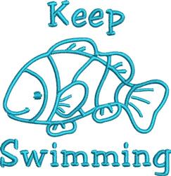 Playful fish design with bright turquoise outline and 'Keep Swimming' text above, perfect for cheerful crafts.