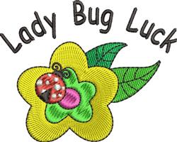 beginner-friendly leaf machine embroidery pattern - Lady Bug Luck for plant pots
