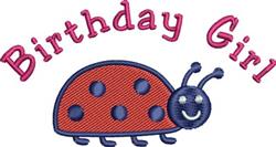 Cheerful ladybug with red body and blue spots, featuring 'Birthday Girl' text in playful font for colorful celebrations.