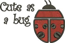 Playful ladybug with black spots and the text 'Cute as a bug' in a vibrant cartoon style.