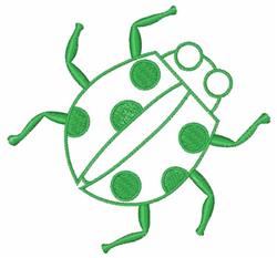 Playful ladybug with a bright green body and black spots, showcasing a whimsical design perfect for kids.