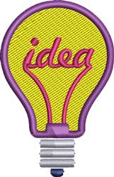 Playful yellow light bulb with 'idea' in pink, outlined in purple, perfect for vibrant home decor.