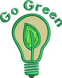 Modern light bulb with a green leaf design, vibrant 'Go Green' text, promoting eco-friendly themes.