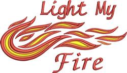 detailed fire machine embroidery pattern - Light My Fire perfect for kitchen tea towels