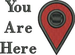 Bold red location pin with circular detail and black 'You Are Here' text. Modern and playful design.