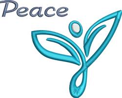Minimalistic leaf design featuring teal leaves and the word 'Peace' in a sleek, modern style.