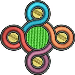 Modern abstract design with a central green circle, surrounded by colorful blue, orange, purple, and yellow elements.