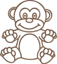 Monkey Outline - 4x4 outline beginner-friendly embroidery design for cute baby onesies