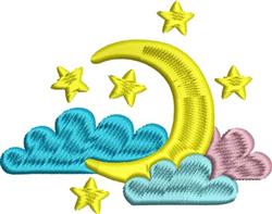 Moon Scene - 4x4 star beginner-friendly machine embroidery design for Nursery Decor
