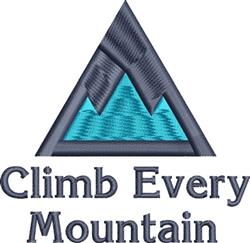 Modern mountain design in a triangular shape with a blue gradient and 'Climb Every Mountain' text, perfect for kitchen towels