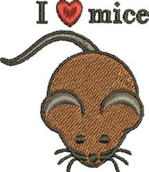 Playful cartoon mouse with oversized ears and a curled tail, featuring 'I ❤️ mice' text in cheerful style.