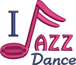 Playful pink musical note with bold and cursive text 'I Jazz Dance' in vibrant colors, perfect for embroidery.