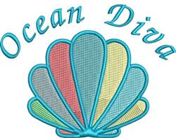 Ocean Diva - 4x4 diva detailed machine embroidery design for decorative pillow covers