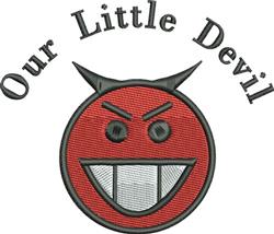 detailed devil machine embroidery pattern - Out Little Devil for kitchen tea towels