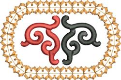 beginner-friendly scrollwork machine embroidery pattern - Oval Scrollwork for kitchen aprons