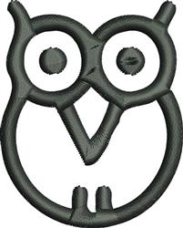 Whimsical owl face with large round eyes and simple outline, perfect for playful embroidery on decor.