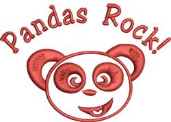 Playful panda face with swirly eyes and bold 'Pandas Rock!' text, vibrant cartoon style, perfect for cheerful decor.