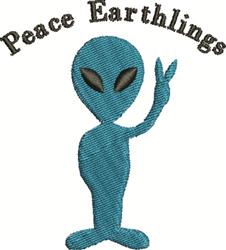 Peace Alien - 4x4 peace sign beginner-friendly embroidery design for kitchen aprons