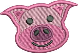 beginner-friendly face machine embroidery pattern - Pig Face for reusable tote bags