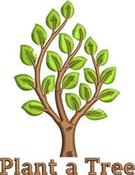Playful tree design with vibrant green leaves and brown trunk, showcasing 'Plant a Tree' in a cheerful spring theme.