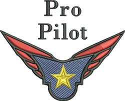 Embroidered badge featuring bold pilot wings and a yellow star on a blue shield with 'Pro Pilot' text.