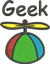Colorful propeller beanie with vibrant red, blue, green, and yellow panels, featuring 'Geek' embroidery. Playful style.