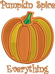 Playful pumpkin applique in vibrant orange and yellow with a green stem, featuring 'Pumpkin Spice Everything' text for fall.