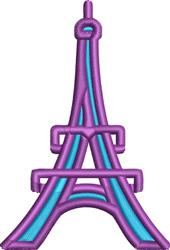 quick stitch tower machine embroidery pattern - Purple Eiffel Tower for kitchen tea towels