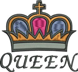 beginner-friendly cross machine embroidery pattern - Queens Crown for reusable tote bags