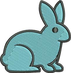 Playful rabbit in light blue with black outline, perfect for Easter decorations.