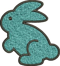 Playful rabbit silhouette in cheerful teal with darker outline, perfect for spring-themed casual items.