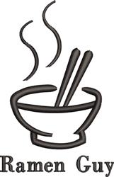 beginner-friendly guy machine embroidery pattern - Ramen Guy for cute baby onesies