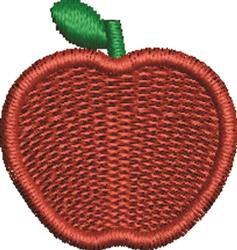 Playful red apple with bold outlines and a green leaf, perfect for cheerful kitchen textiles.