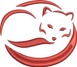 Stylized red cat with smooth flowing lines, showcasing a modern minimalist design. Perfect for various home decor.