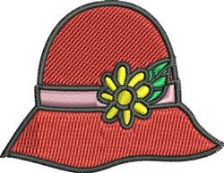 beginner-friendly leaf machine embroidery pattern - Red Hat for reusable tote bags