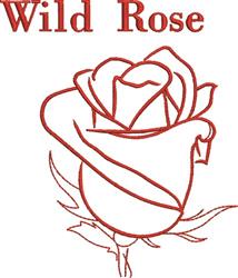 Redwork rose with curves and a slightly open bud, complemented by simple line art leaves.