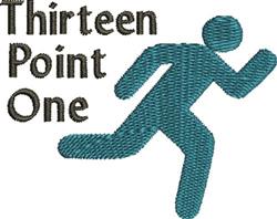 Minimalist runner silhouette in teal with bold black text 'Thirteen Point One', perfect for athletic gear.