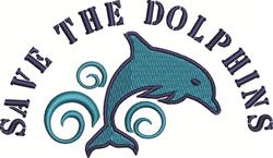 beginner-friendly dolphin machine embroidery pattern - Save Dolphins for Swim Bags