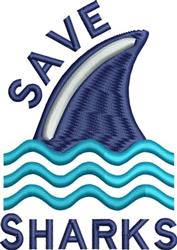 beginner-friendly shark machine embroidery pattern - Save Sharks for kitchen tea towels
