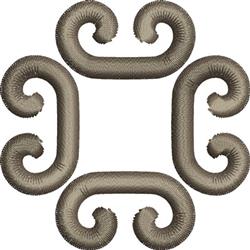 Swirling border design featuring elegant curves and swirls in muted beige, embodying modern sophistication.