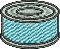 Sewing thread spool with a light teal body and glossy gray top, featuring a detailed textured surface.