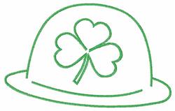 Green hat with a shamrock in simple line art, perfect for St. Patrick's Day celebrations.
