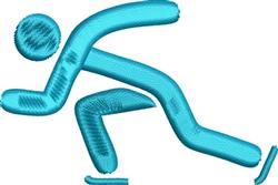 Skating figure in dynamic pose with smooth lines, vibrant blue color, modern minimalist style for sports.