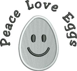 Cheerful smiley face egg with 'Peace Love Eggs' text, perfect for festive Easter celebrations.