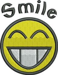 Playful smiley face with a bright yellow circle, white teeth, and 'Smile' text in black. Perfect for towels.