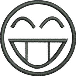 Smiley face with playful expression, wide grin, and dark outline, perfect for cheerful decor.